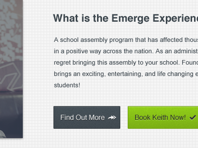 Emerge Experience Buttons buttons emerge experience green grey icons noise pattern