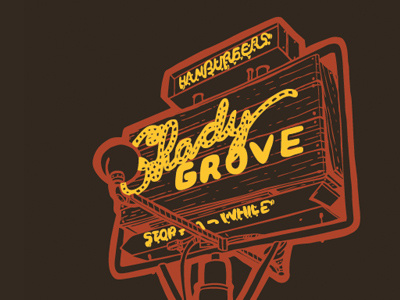 Shady Grove austin hand drawn illustration signs