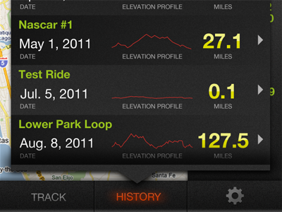 History View app data design gps graph iphone spark ui