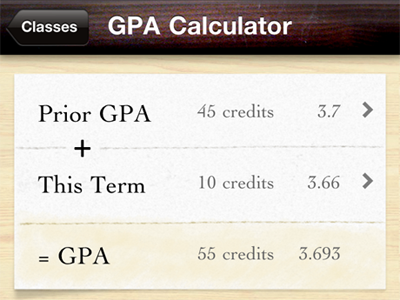 Grades 2 - GPA ios iphone paper ui wood