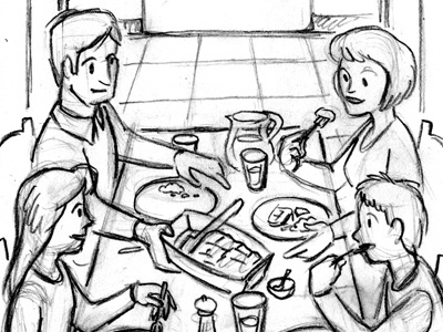 Suppertime drawing illustration pencil