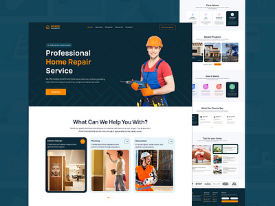 Transform Home Services: 40% More Bookings, 35% Client Retention cleandesign conversionboost creativedesign designinspiration dribbbleshots figma handyman home repair landing page modernui professionalui repairservice servicewebsite ui ui design uiux user experience userinterface ux uxstrategy