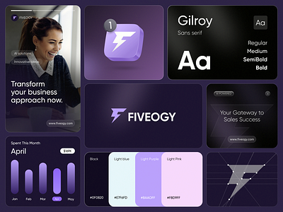 FIVEOGY - Branding a saas branding ai branding ai logo design ai saas tech logo design bank logo brand identity branding crypto design crypto logo design cryptocurrency design fintech logo design fiveogy branding fiveogy logo design logo logo and branding kit design saas branding design saas logo design tech sales logo ui