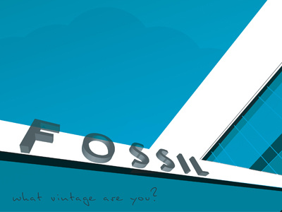 Fossil Poster Concept black blue fossil vintage white