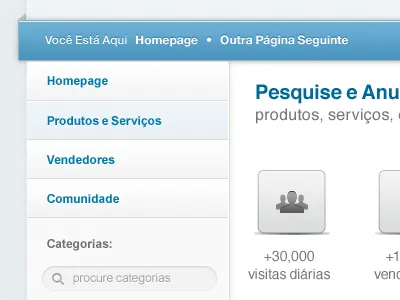 Rua Direita Makeover blue grey layout makeover revamp search vertical menu web web design
