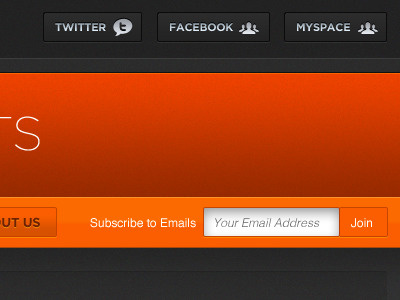 Concert Website Masthead - 1st Pass buttons gotham grey helvetica navigation noise orange