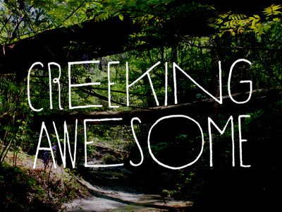 Creeking Awesome environmentalism hand drawn micron type wordmark