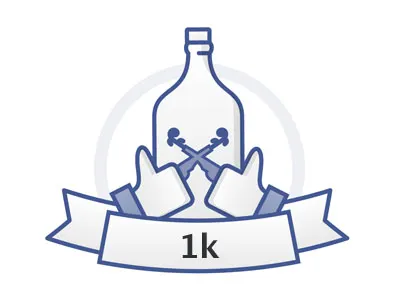The "We've got a thousand likes, let's get drunk" Party facebook icon like logo