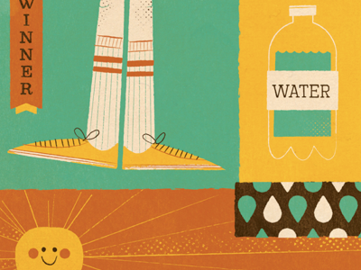 Runner drops illustration knee socks ribbon runner sun water winner