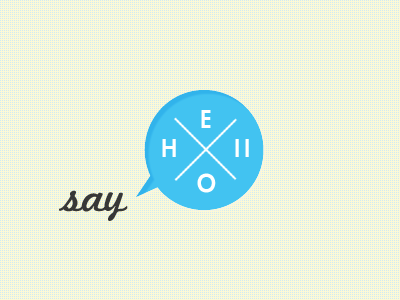 say hello blue hello speech bubble