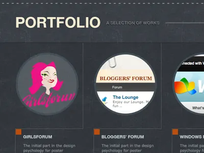 Folio Listing Page blue bold dark webdesign