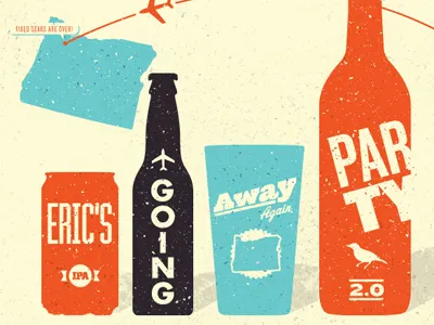 Going Away (Again) Party blue orange party! portland poster tan