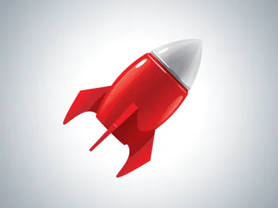Red Rocket cartoon game gloss glossy icon plastic red rocket space toy vector