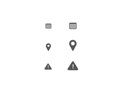 Icons calendar grey location warning