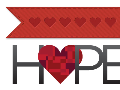 Hope Mansion brochure heart hope inset mansion red ribbon stitching