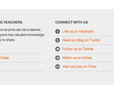 Footer Love footer grey icons orange