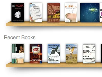 Popular and Recent Shelf books css3 shelf ui wood