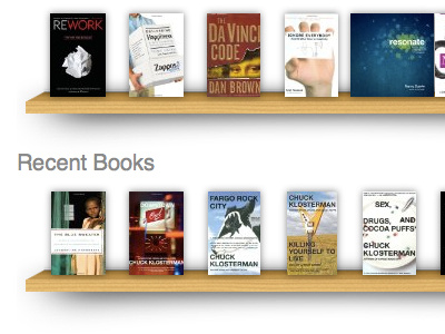 Popular and Recent Shelf books css3 shelf ui wood