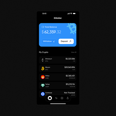 Crypto Wallet app design ui ux