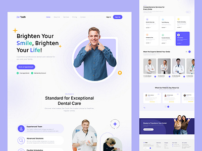 Dental Clinic Website Landing Page Design appointment booking appointment booking website dental clinic dental website design figma website healthcare website landing page design medical website design modern design modern website ui designer ux design website mockup website ui design