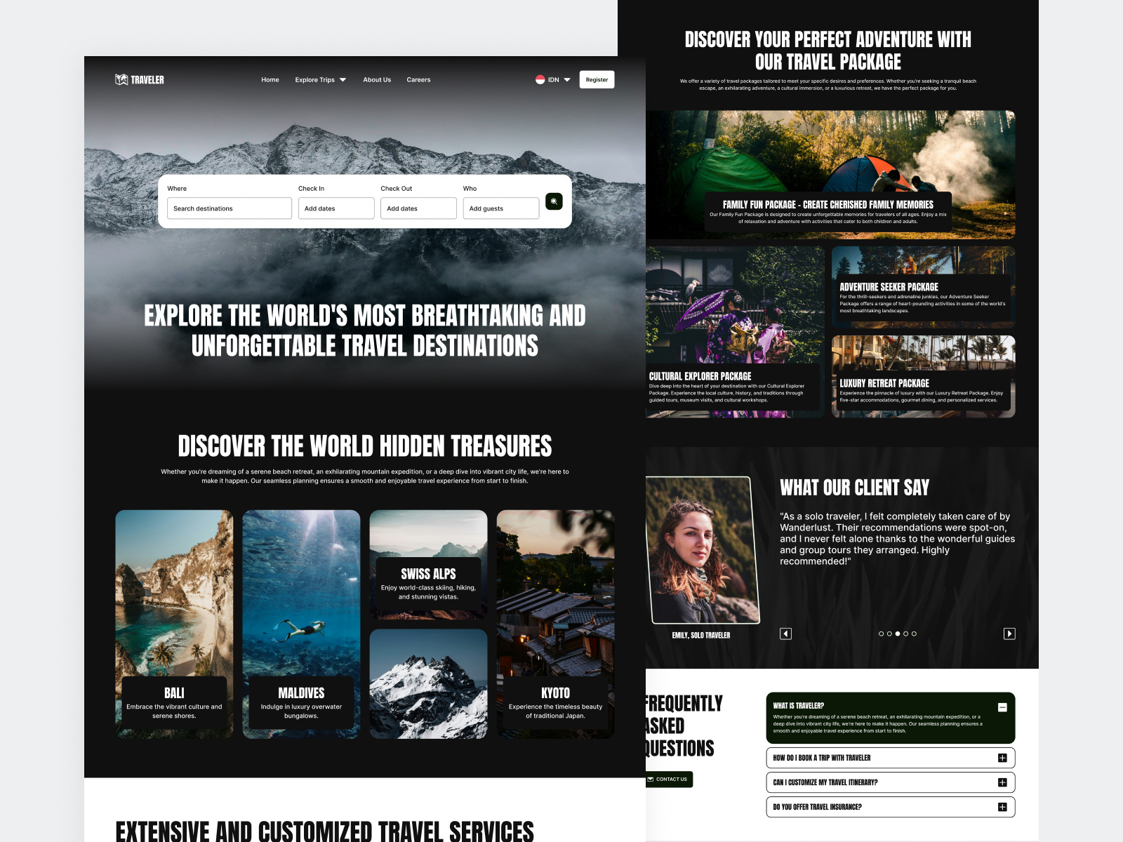 Example of Travel Booking Website Or Landing Page