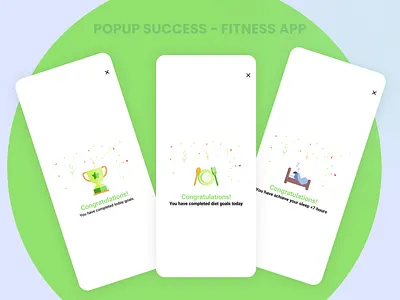 Empty State or Congratulations Screens - Fitness App alert congratulation screen fitness app mobile app design popup ui design