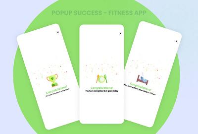 Empty State or Congratulations Screens - Fitness App alert congratulation screen fitness app mobile app design popup ui design