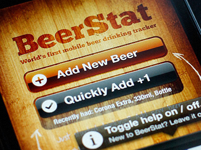 BeerStat v.2.0 sneak peek app button ios iphone wood