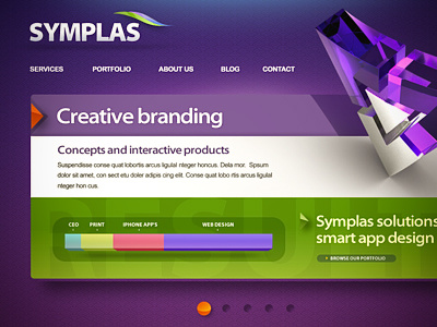 Symplas website 2.0 3d button design navigation site ui web webdesign