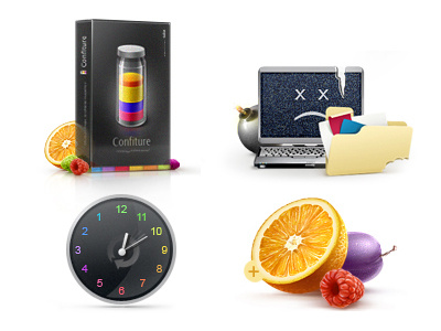 Confiture Icons back back up box confiture files fruits icon indestudio notebook