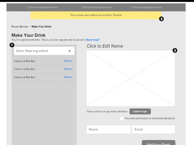 Recipe Wireframes boxes gray wireframes