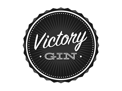 Victory Gin final black grey hellenic wide script signpainter white