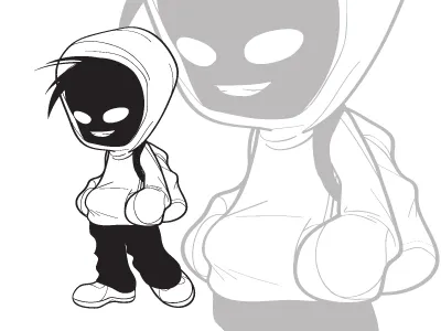 Mystery Dude character hoodie illustration shadow