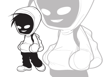Mystery Dude character hoodie illustration shadow