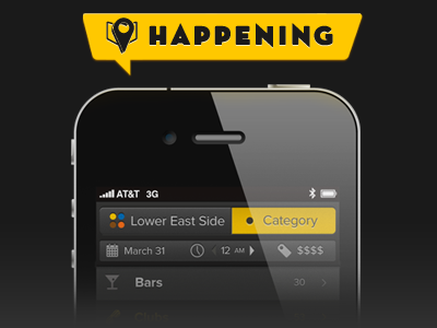 Happening Promo grey logo mobile promo ui yellow