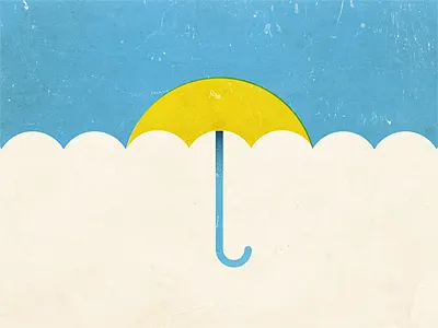 Sunbrella blue clouds illustration sky sun umbrella yellow
