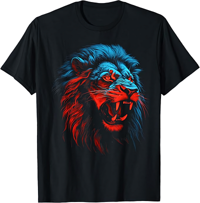 T Shirt Design Lion Orange and Blue Design Collection adobe illustrator design graphic design graphic designer lion shirt t shirt design