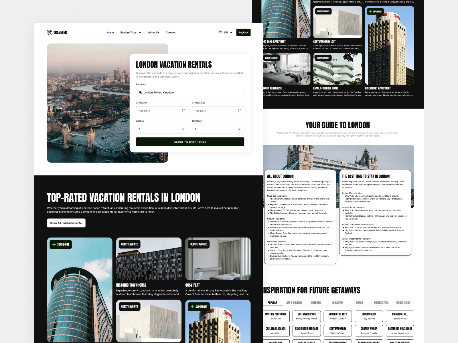 Example of Travel Booking Website Or Landing Page