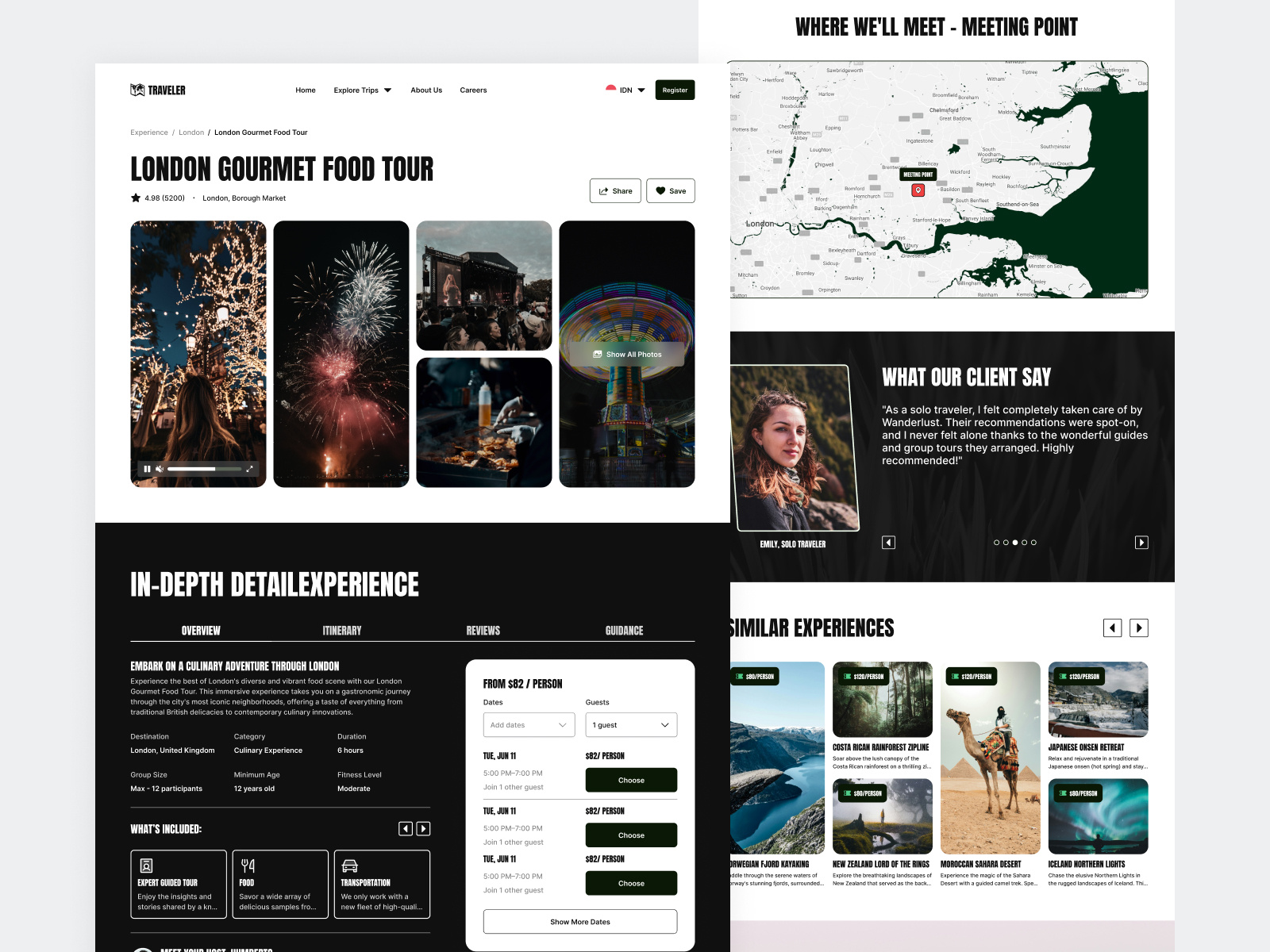Example of Travel Booking Website Or Landing Page
