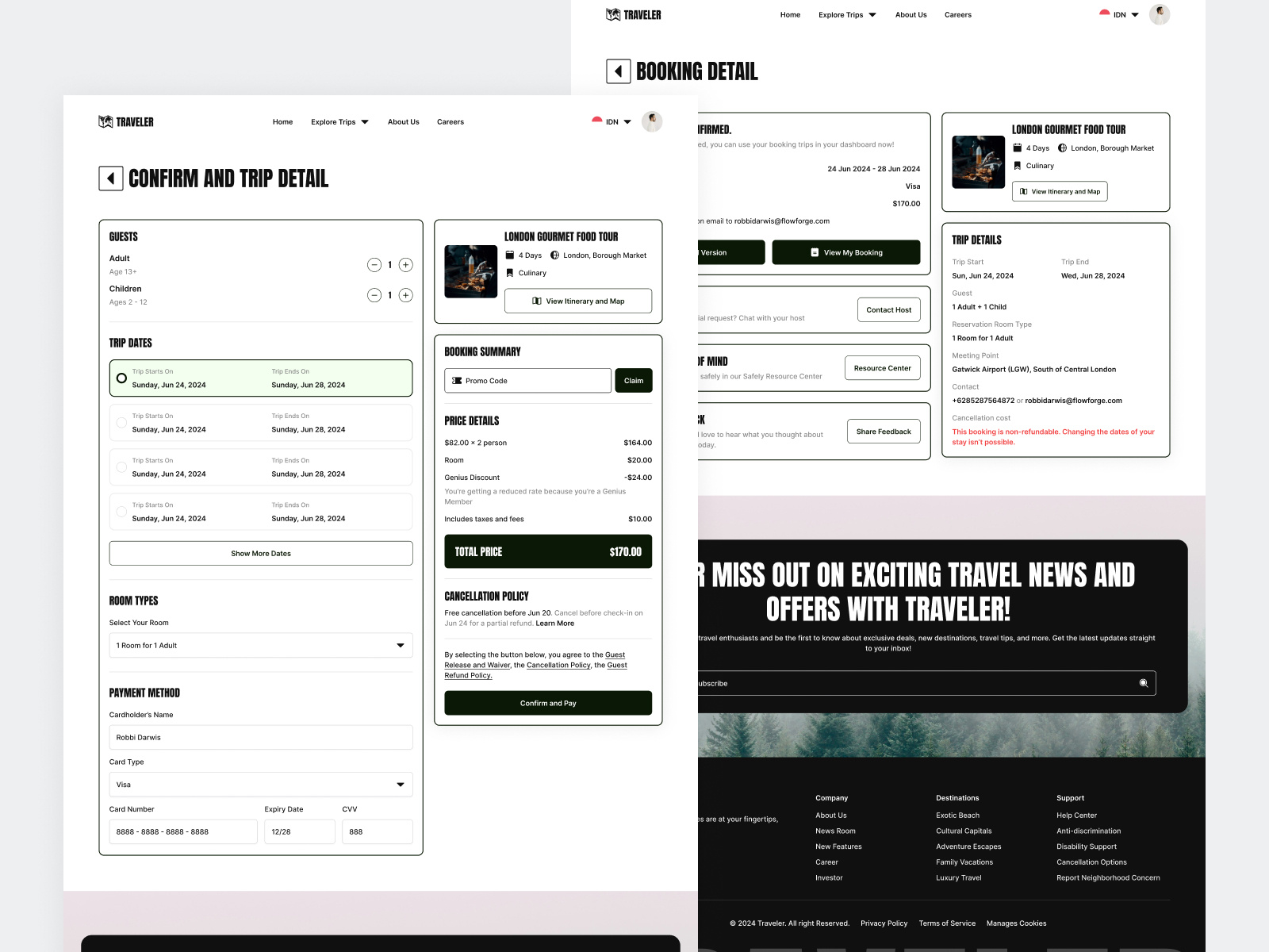 Example of Travel Booking Website Or Landing Page