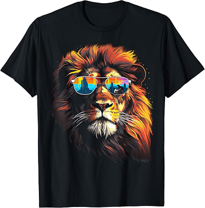 T Shirt Design Lion Wearing Sunglasses adobe illustrator design digital art graphic designer illustration shirt shirt design t shirt tshirt design