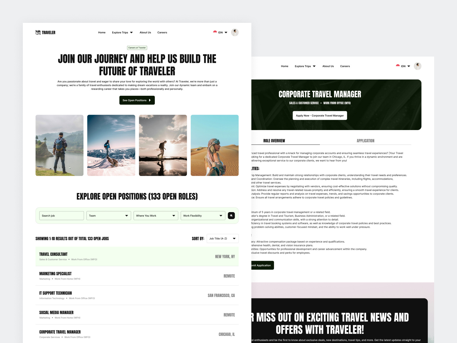 Example of Travel Booking Website Or Landing Page