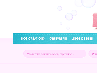 Bubbles + Menu baby blue bubbles french header menu pink search website