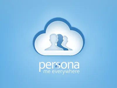 "persona" app - concept app application blue brand cloud human logo man person synchronisation synchronize white