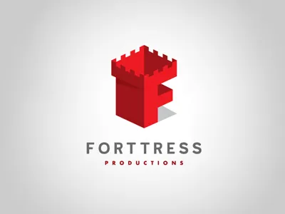 Fortress with two t's branding illustration logo red