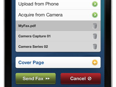 MyFax buttons icons iphone metrofax