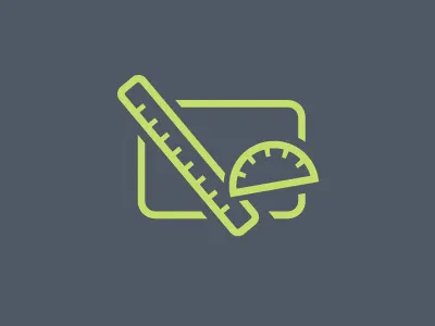 Measurements green grey measure protractor ruler