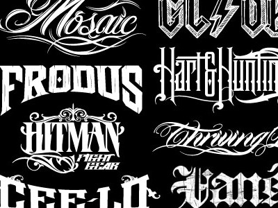 Various Type And Logos art burton chris parks digital art etnies globe hart huntington illustration iron fist logo graphics logos logotypes nike pale horse design thriving ink typography van halen vans xgames zap