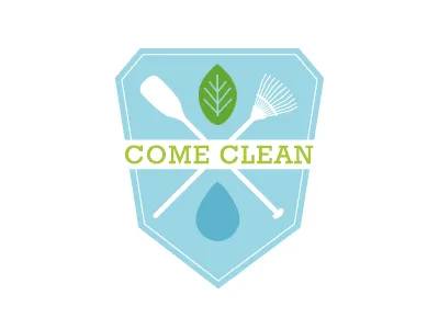 Come Clean come clean leaf logo paddle raindrop rake