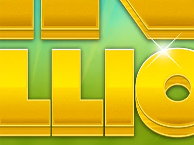 $10 Million 10 million blue gold green illustrator money sweepstakes type